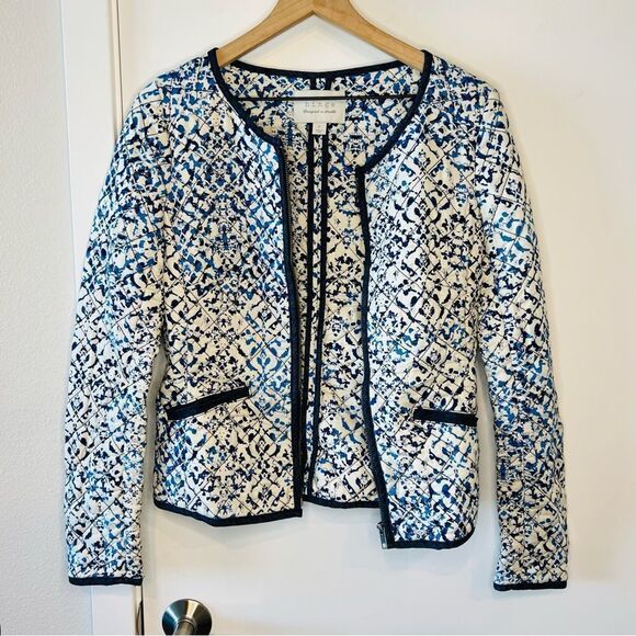 Hinge Quilted Zip Up Patter Jacket in Blue S - Picture 1 of 5